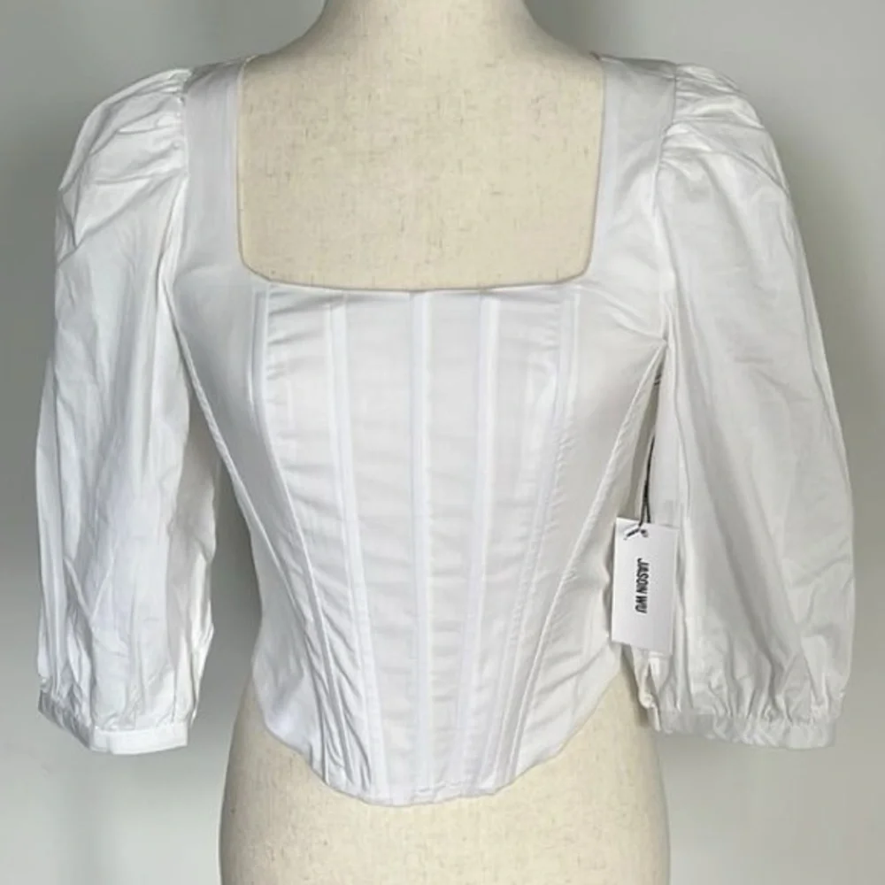 JASON WU Puffed Sleeves Corset Top - Picture 1 of 2
